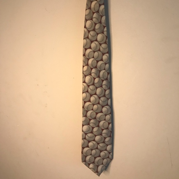 Lands End SPORT VINTAGE BASEBALL THEME SILK TIE - Men Tie - Picture 3 of 5